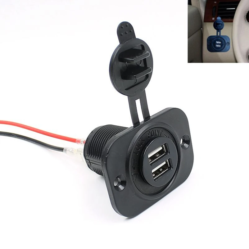 

2019 12V Socket 2.1A Dual 2 Ports USB Battery Charger Charging Power Adapter 12V Outlet For Cell Phones Carregador De Carro