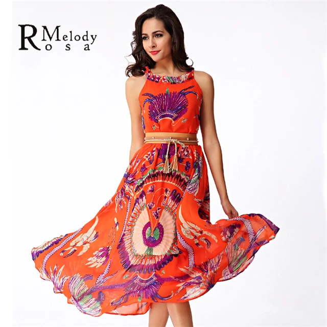 2016 Womens Bohemian Dresses Hawaii Holiday Style Sun Flower Floral Printed Summer Women Beach Dress Mlxlrmelody Yhm010 In Dresses From Womens