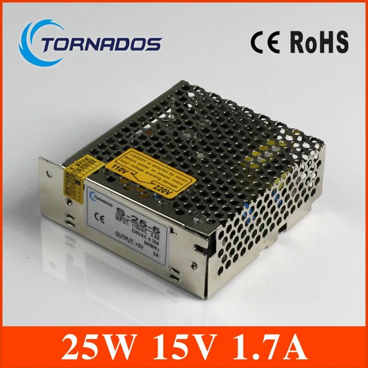 

led power supply Single Output Switching power supply 15v 1.7A 25W ac dc converter variable dc voltage regulator S-25-15