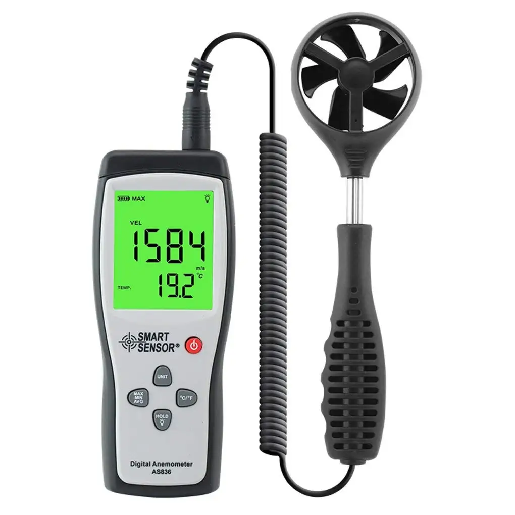 

SMART SENSOR AS836 Portable Air Flow Meter Anemometer 45m/s Relative Air Temperatur Tester Air Wind Velocity Windmeter