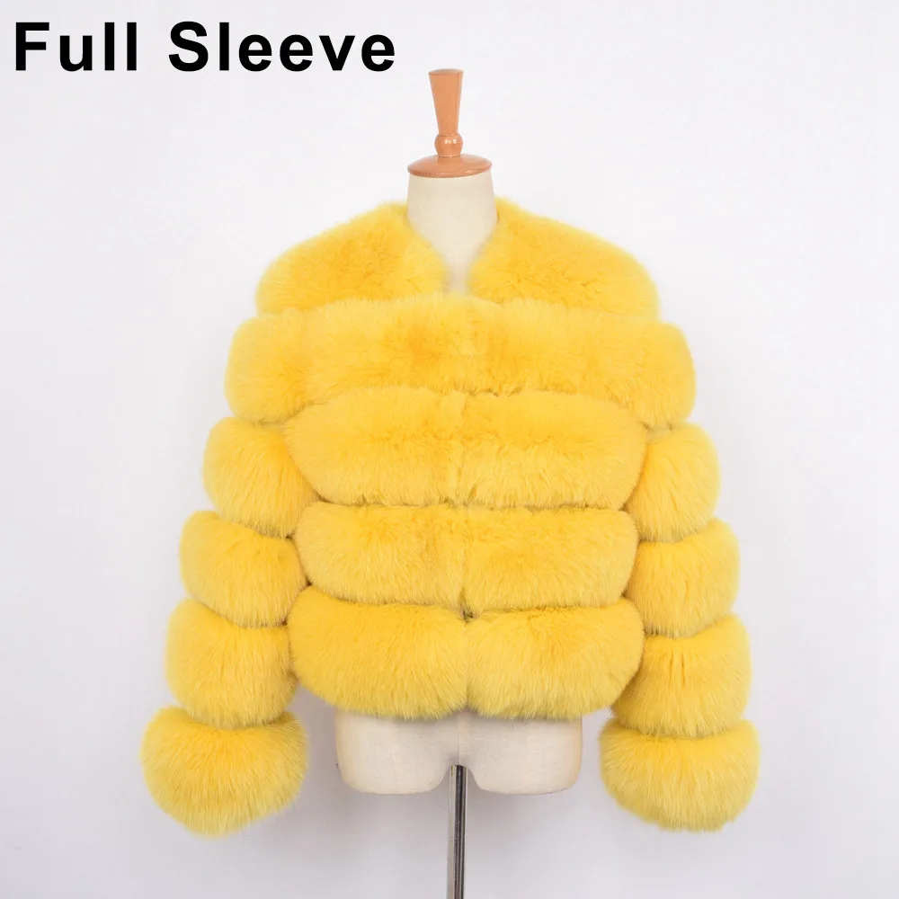 Новое поступление, Женская Роскошная Шуба из натурального Лисьего меха, зимняя меховая куртка, верхняя одежда высшего качества S1797 - Цвет: Yellow Full