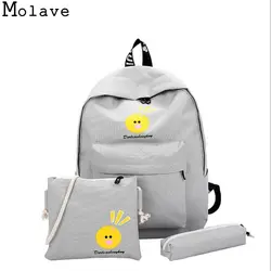 Molave рюкзак Mochilas 3 шт. холст милый мультфильм Сумки на плечо путешествия рюкзак Эсколар feminina рюкзак мужской nov30