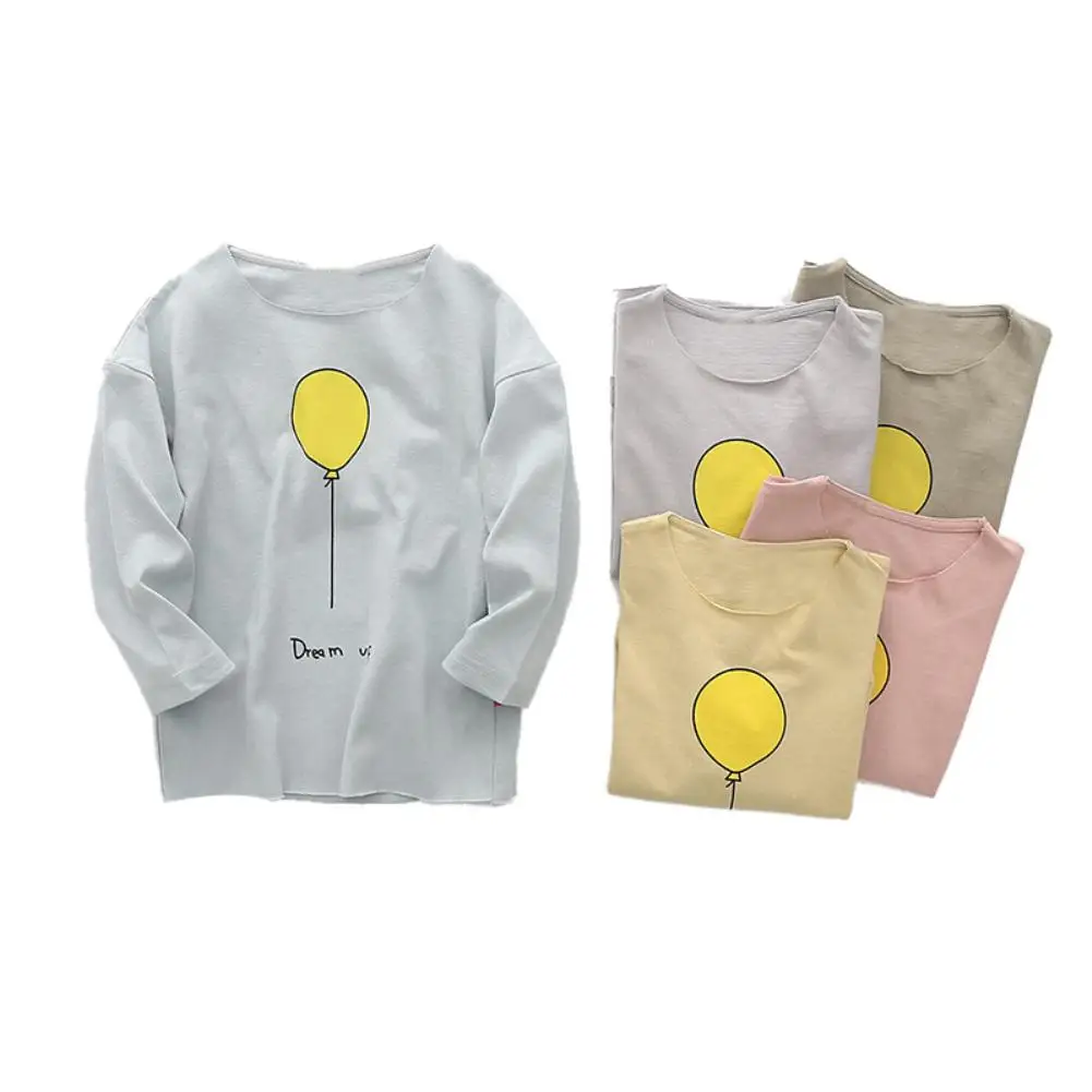 

New Cute Cartoon Children Kids Girls Boys Long Sleeve O Neck Balloon Letters T-Shirt Soft Loose Blouse Top Cute