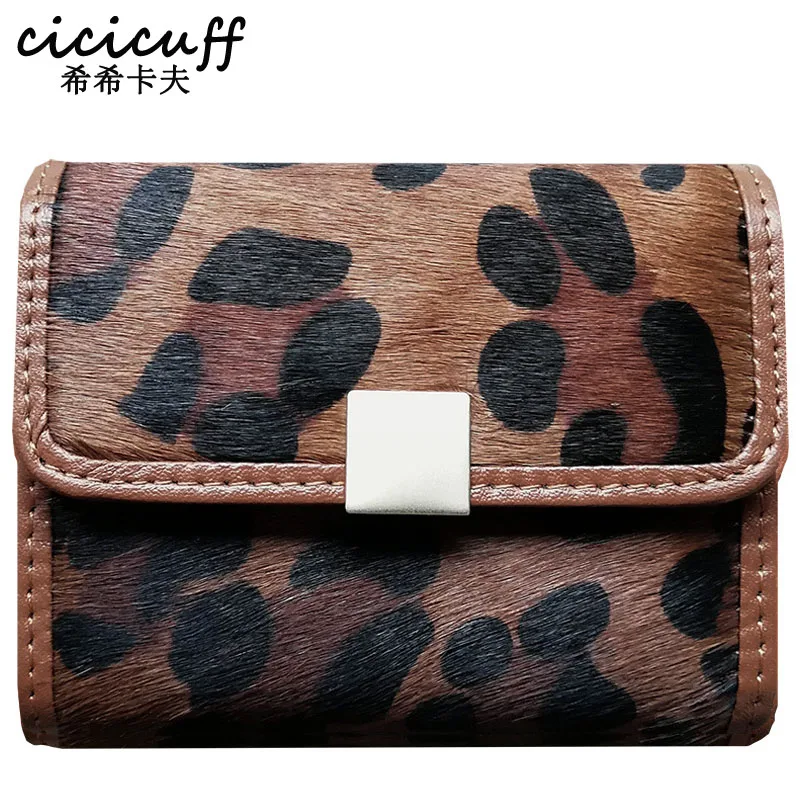 

CICICUFF Women Card Holder Genuine Leather Female Mini Card Bag Leopard Horse Hair Small Cards Coin Purse Girls Ladies Cardcase