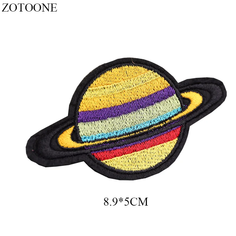 Нашивки ZOTOONE Iron on UFO, инопланетянин, астронавт, для одежды, сделай сам, аппликация, вышитая планета, космическая нашивка, наклейки для рюкзака - Цвет: 4