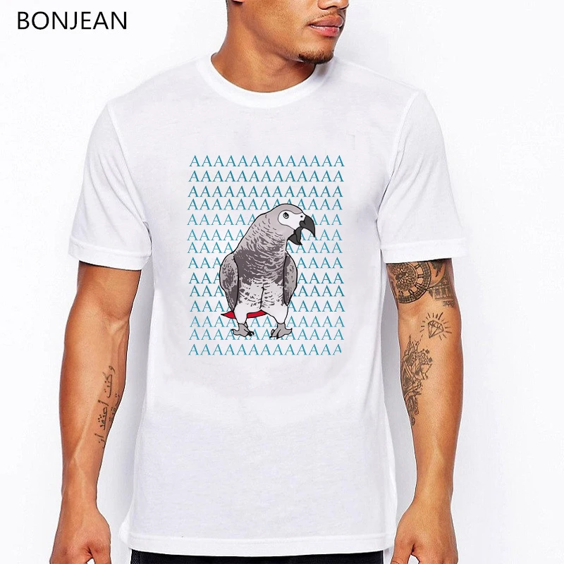 

African Grey Parrot AAA Printed T Shirt men Cockatiel Design men tshirt Tops Bird Lover Tee shirt homme Harajuku shirt t-shirt
