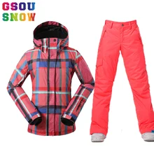 GSOU Снежный бренд лыжный костюм Женская лыжная куртка Сноубординг брюки зимняя водонепроницаемая Лыжная одежда женская спортивная куртка