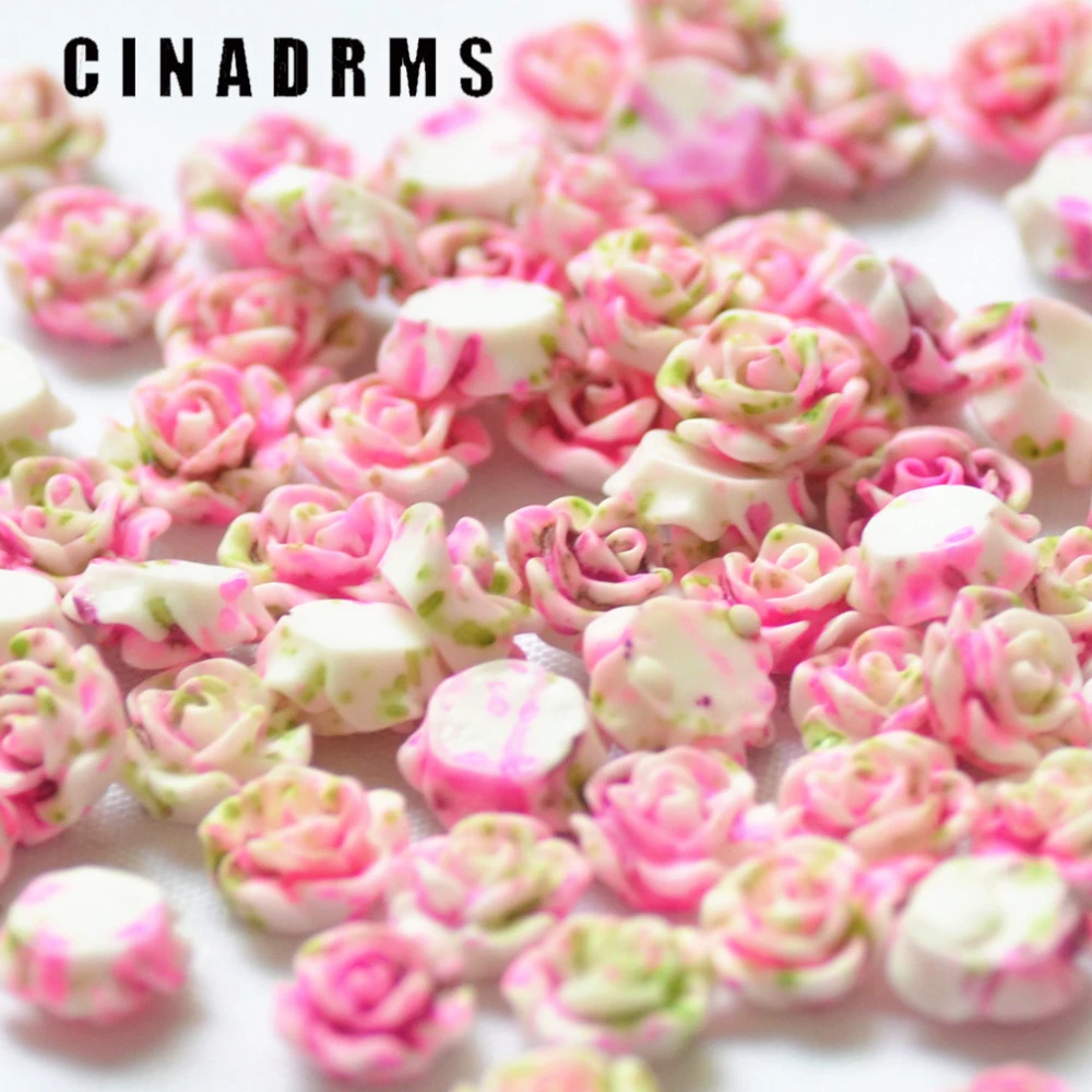 10 mm Light Peach Color Garden Rose Resin Flower Cabochons .tc