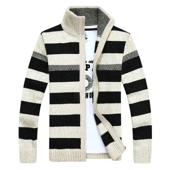 

Fashion Brand Knitting jacket Mens Striped Slim Fit wool Jackets Casual Clothing Male Sweater Coats 2018 New Autumn UK Size