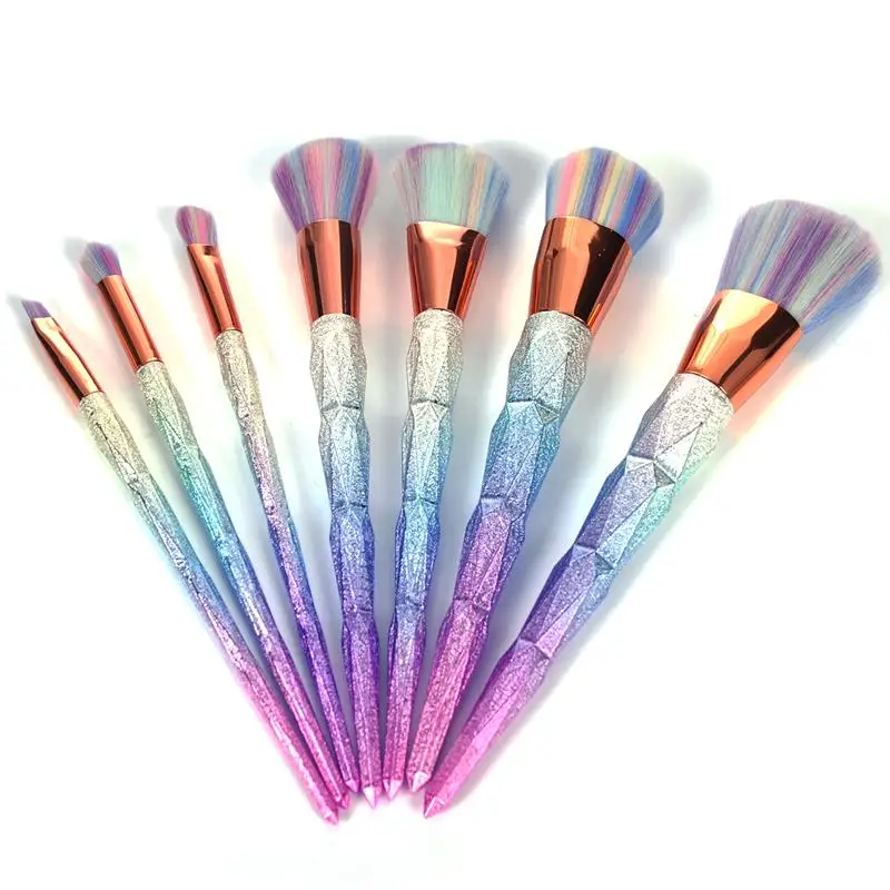 

7PCS Makeup Brushes Diamond Makeup Brush Set Gradient Rainbow Dazzle Glitter Foundation Powder Eyeshadow Brush Beauty Tool Kit 2
