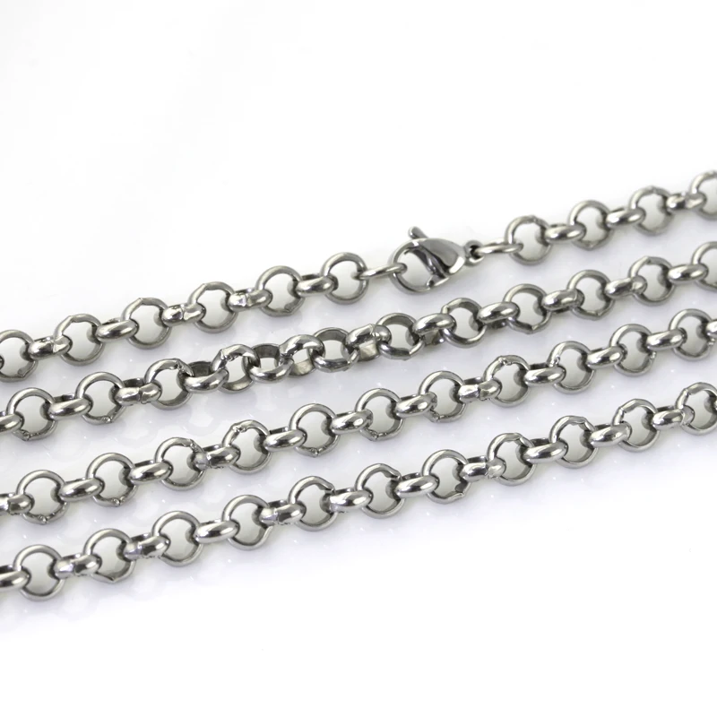 By DHL wholesale Price Stainless Steel Fashion 4mm Strong Round Rolo Link chain necklace 18''-28'' Jewlery fit pendant |