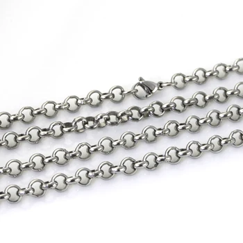 

By DHL wholesale Price Stainless Steel Fashion 4mm Strong Round Rolo Link chain necklace 18''-28'' Jewlery fit pendant