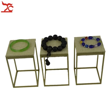 

3 Pcs/Lot PVD Plated Stainless Steel Jewelry Display Stand Rack Bracelet Riser 9X9X14CM