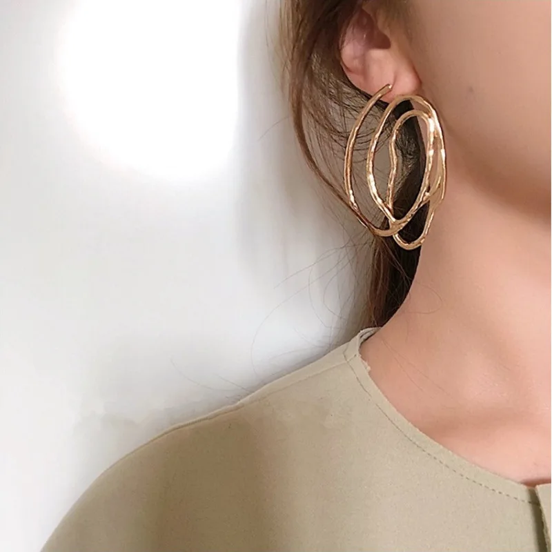 MESTILO простые серьги из сплава золотого и серебряного цвета слой круглый металлический круг запонка из сплава серьги для девочек вечерние ювелирные изделия хит