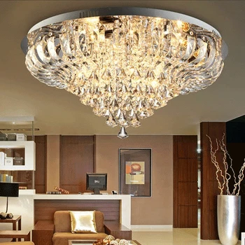 

Modern Round Crystal Ceiling Lights Fixture Home Indoor Lighting Lustres Clubs Foyer Dining Room Bed Room Ceiling Lamps D80cm