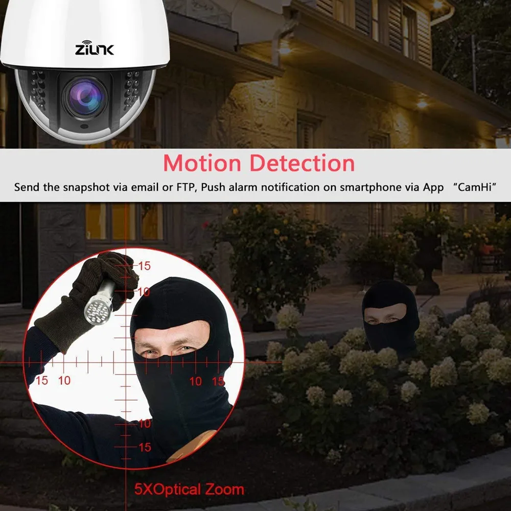 4 дюйма WI-FI IP PTZ Камера 1080P 5X зум Авто фокус 2,7-13,5 мм на открытом воздухе Беспроводной безопасности Камера металлический корпус Скорость купольная ИК 60 м