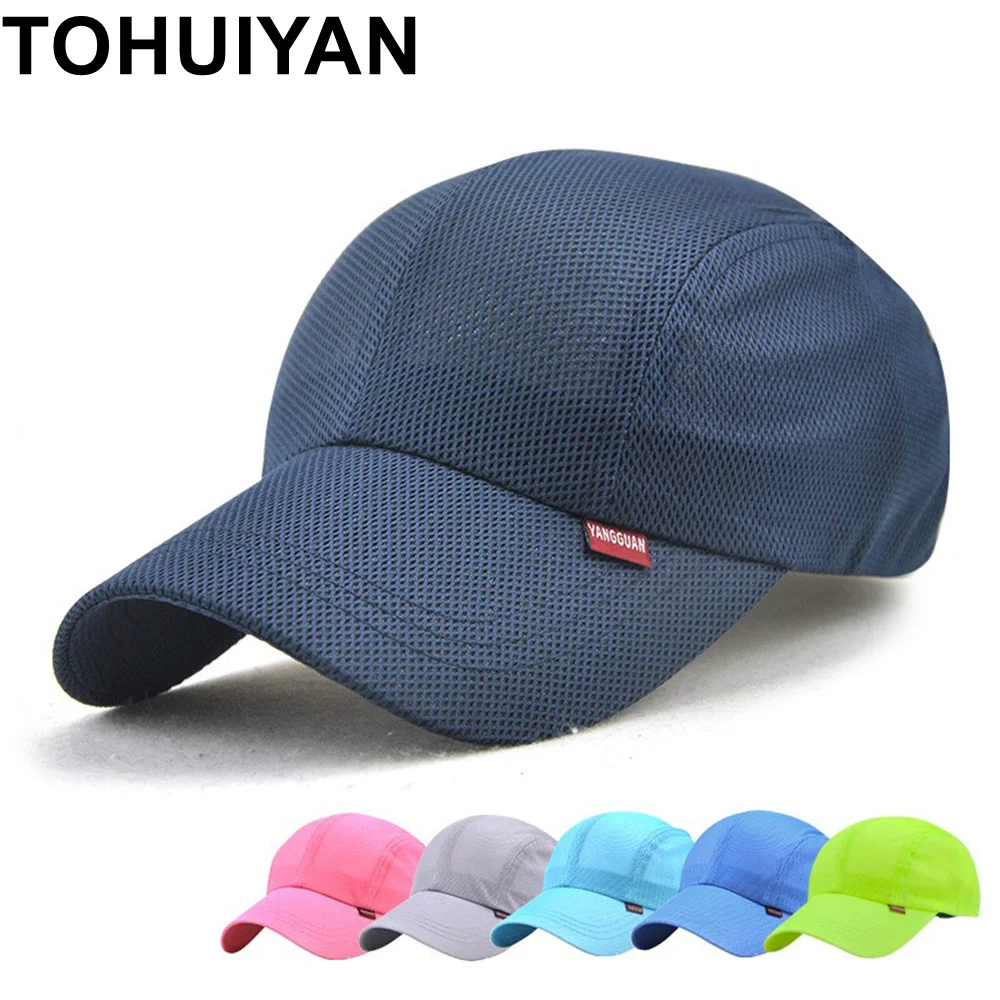 TOHUIYAN весна лето быстросохнущие головные уборы для мужчин и женщин дышащая сетка Casquette бейсболка бренд сплошной цвет Регулируемая солнцезащитная Кепка s