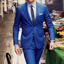 Chalk Striped Tailored Single Breasted Peak Lapel Suit