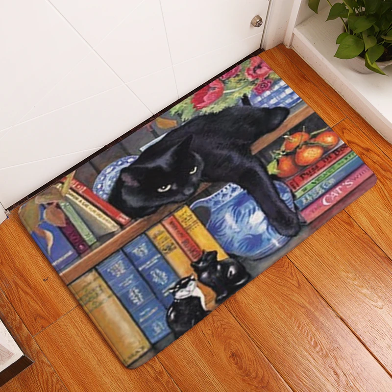 Nordic INS style printed door mat Cat cartoon carpet plant mat bedroom door bed covered with blanket