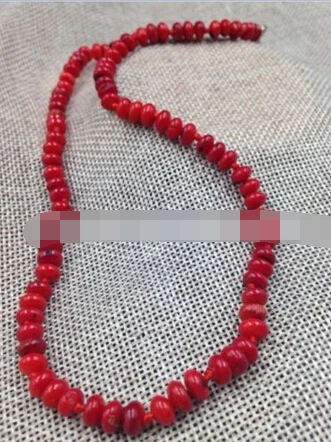 

huij 004906 6 mm handmade fashion jewelry natural red coral Plate shape beads charm necklace