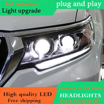 

Car Styling Head Lamp for Toyota Prado Headlights 2018 LED Headlight DRL Daytime Running Light Guide Bi-Xenon HID Accessories