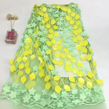 

Upscale Style Sequins Lace Fabric Sequined Embroidered Guipure Net 3d Lace African Wedding Dresses Sewing Mesh Material ffj41