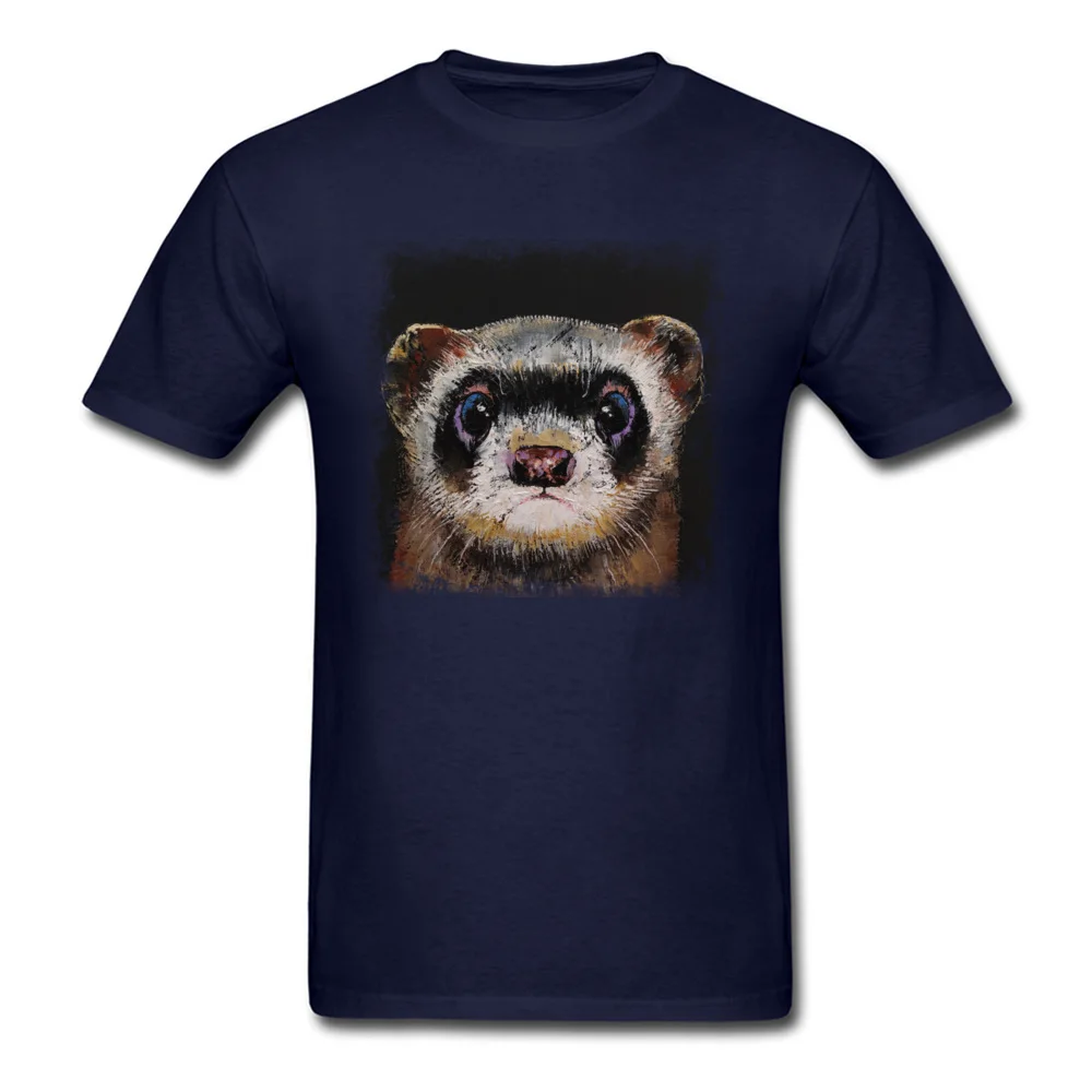 Cheap Mens T-shirts FERRET Casual Tops Shirt 100% Cotton Short Sleeve Birthday Clothing Shirt Crewneck Free Shipping FERRET navy