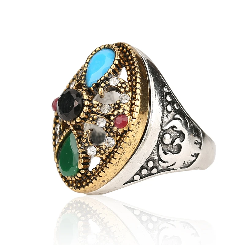 2018-New-Fashion-Turkish-Jewelry-Ring-For-Women-Silver-Color-With-Austrian-Crystal-Colorful-Resin-Bohemian (3)