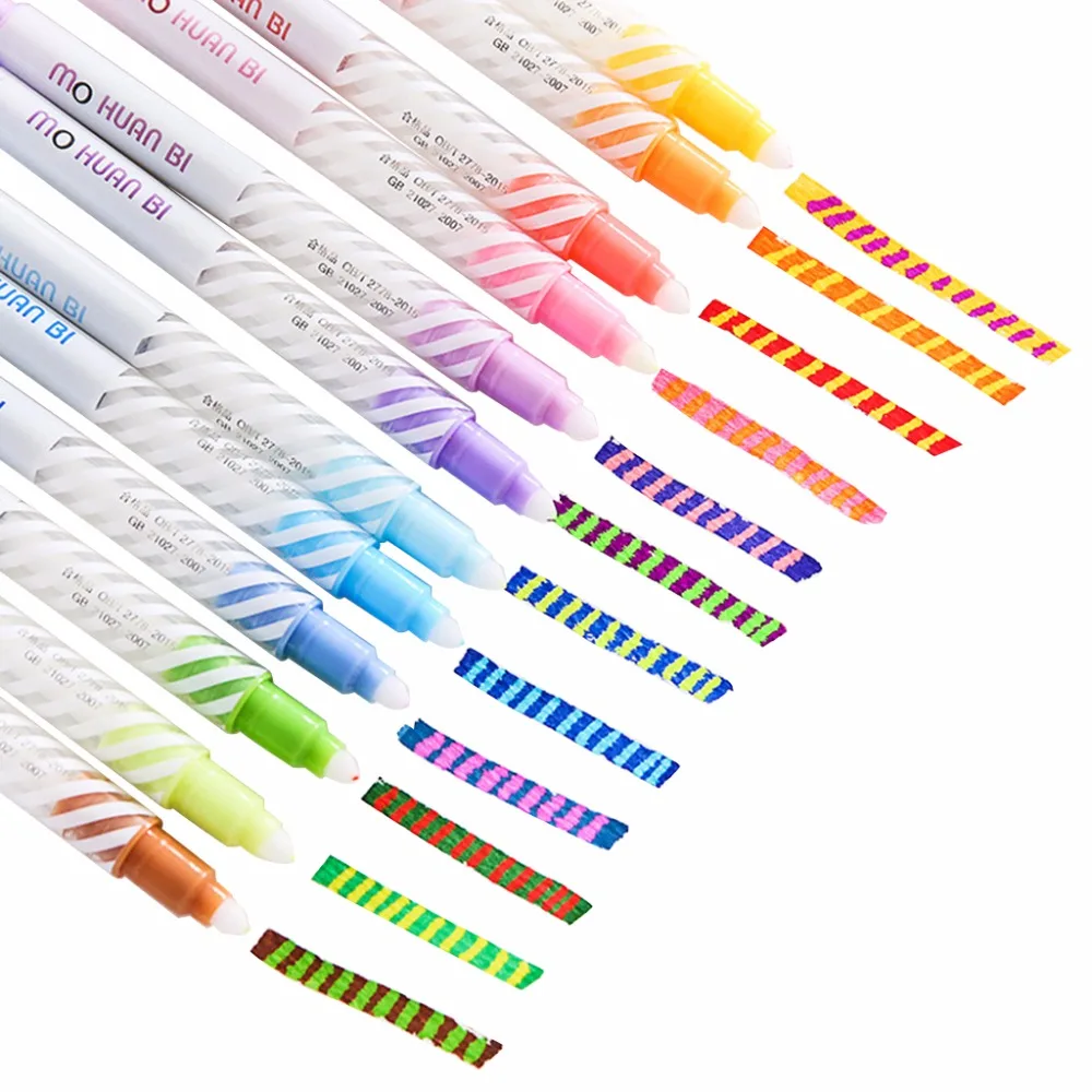 

12Pcs Double-end Highlighter Pen Markers Pastel Liquid Chalk Marker Highlighters For School Mr27 19 Dropship