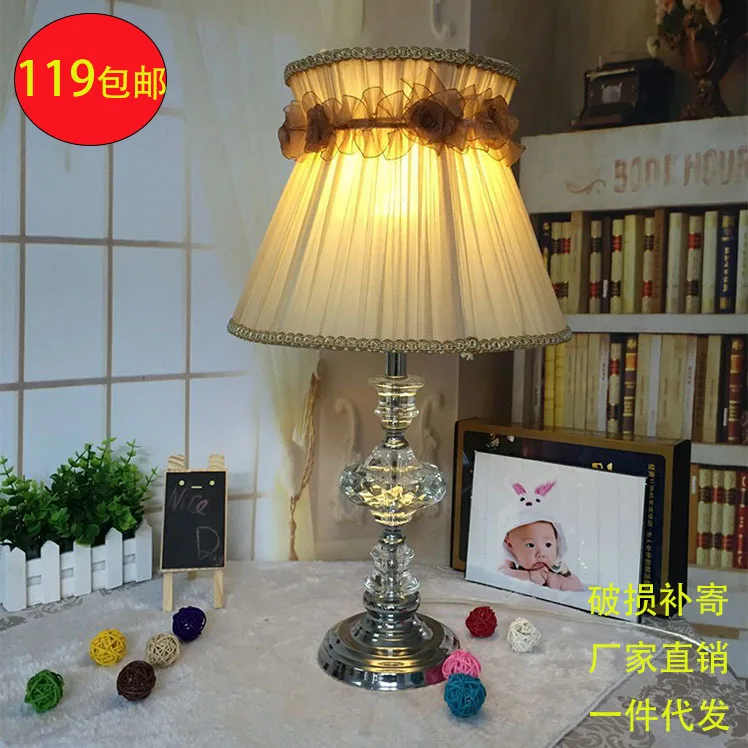 

Tuda Free Shipping K9 Crystal Table Lamp European Style Table Lamp High Level Fabric Shade Table Lamp Fo Bedroom Hotel