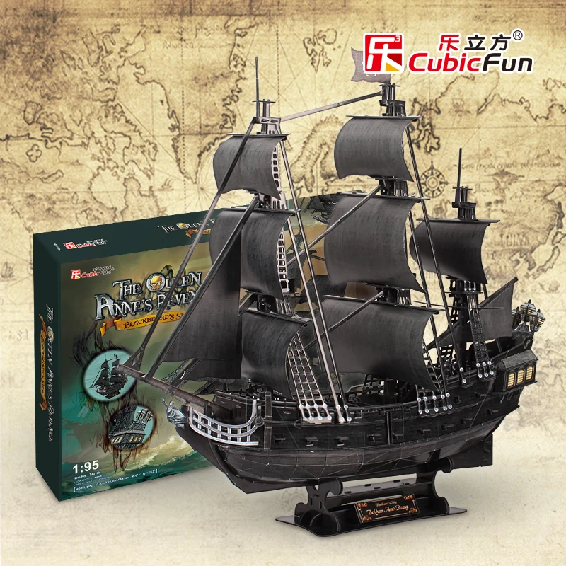 

Cubicfun 3D paper model DIY toy birthday gift puzzle the Queen Anne's revenge Black Pearl Pirates of Caribbean boat ship