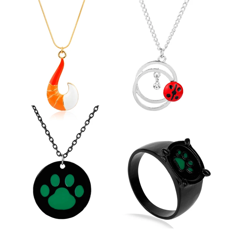

Anime Miraculous Ladybug series Necklace Cute Cat Tail Glamour Ladybug Cat Noir with Bell Pendant Cute Jewelry Gifts for Kids
