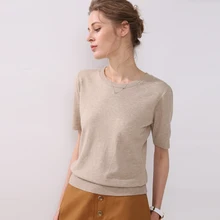 2019 spring and autumn women's large solid wool cashmere sweater short sleeve round-neck sweaters knit sweater computer oversize 2019 spring and autumn women's large solid wool cashmere sweater short sleeve round-neck sweaters knit sweater computer oversize