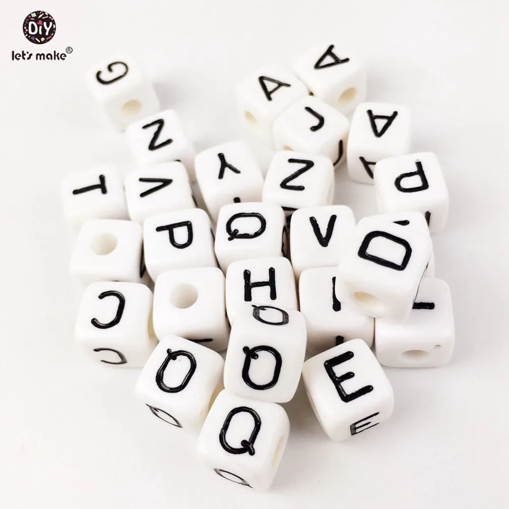 

Plastic Alphabet White 500PC size of 1cm Bead Acrylic Letters Children early Handmade DIY bracelet Plastic Baby teether