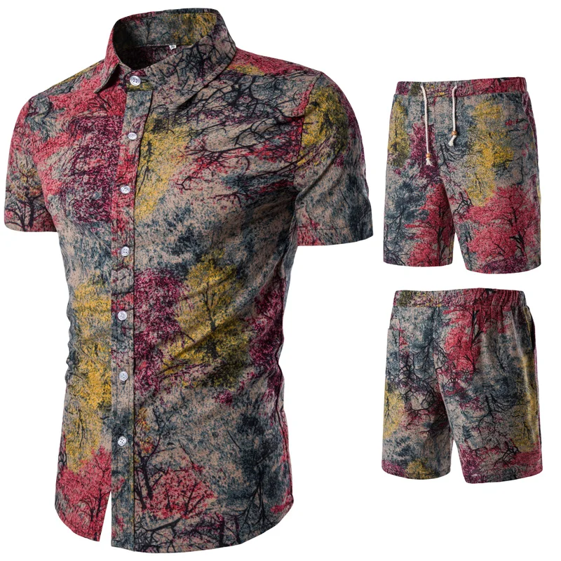  T-shirt + shorts summer men's sports suit5XL large size men's short-sleeved suit comfortable and br