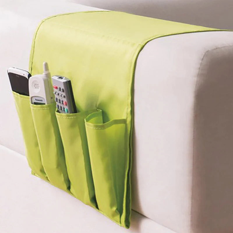 

Hot Hanging Sofa Side Storage Bag for Sundries Remote Control Holder Organizer 4 Pockets Over Armchair Couch Storage Pouch