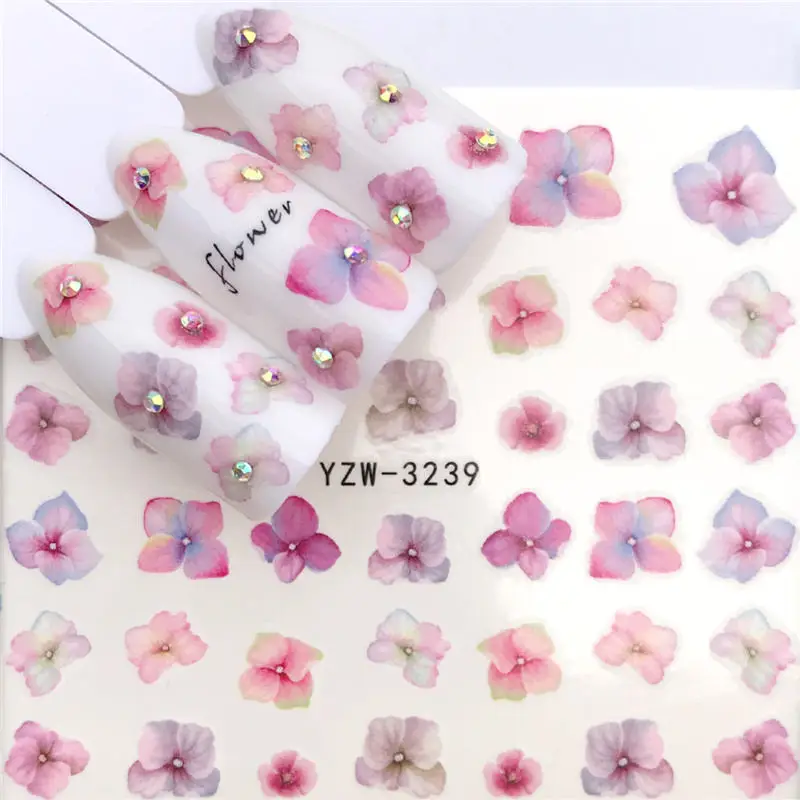

YWK 38 Styles Pink Plum/Butterfly/ Flower Water Transfer Nail Sticker Decals Beauty Decoration Designs DIY Color Tattoo Tip