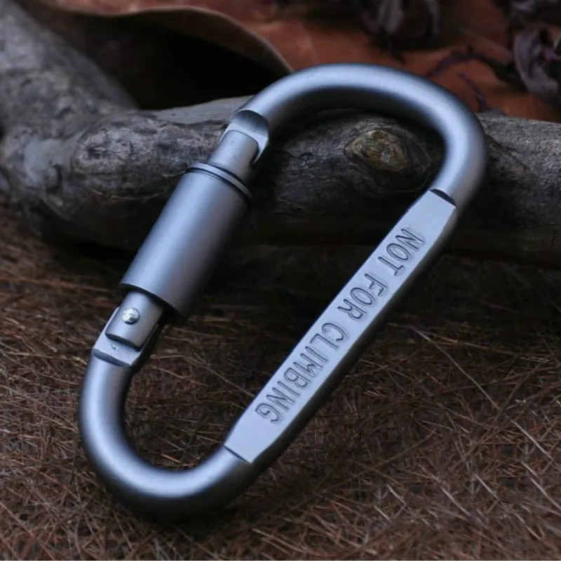 

8* 4cm Outdoor tool accessory "not for climbing" carved Aluminium Alloy Buckle Keychain Climbing Button Carabiner bottle buckle