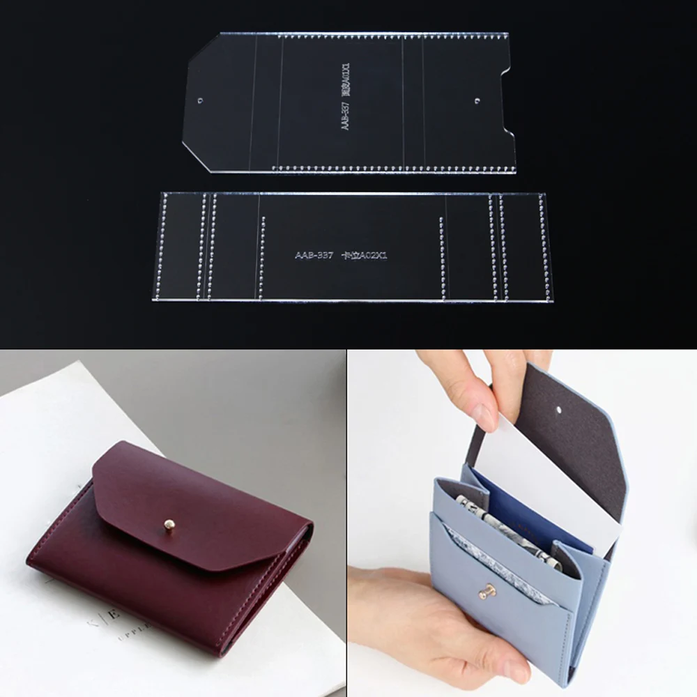 

Long Wallet DIY Handmade Leather Acrylic Template Hand Clutch Bag Acrylic Pattern Stencil Version Drawing 10*9*1cm