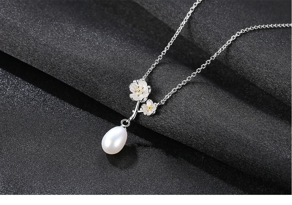 

Pearl Pendant Sterling Silver Fashion Two-tone Plum Female Item LB10