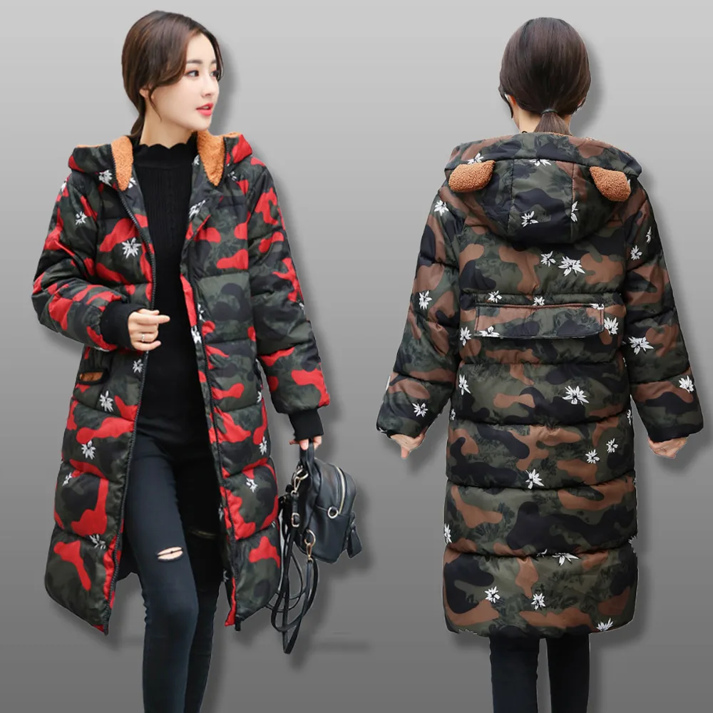 Maternity winter new camouflage cotton long maternal pregnant women