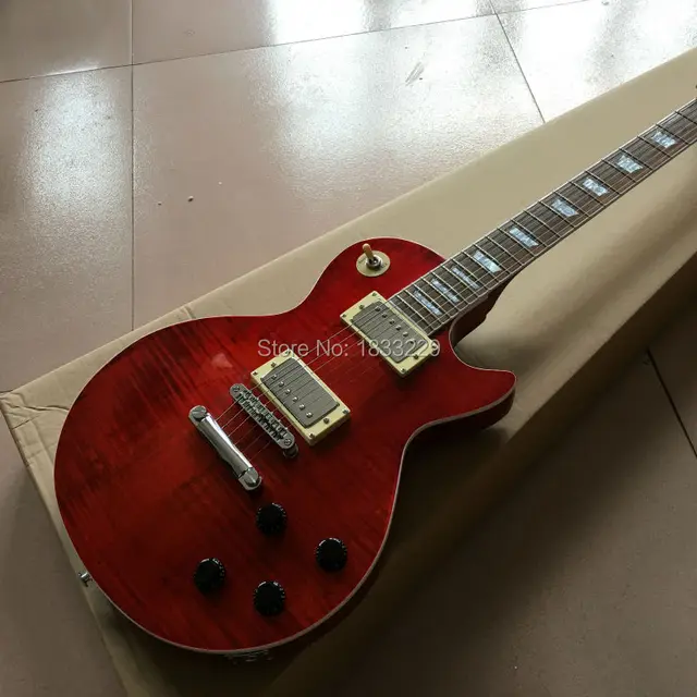 Cheap Custom one piece neck and one piece body  Flame top Electric Guitar free shipping China guitar New Style  