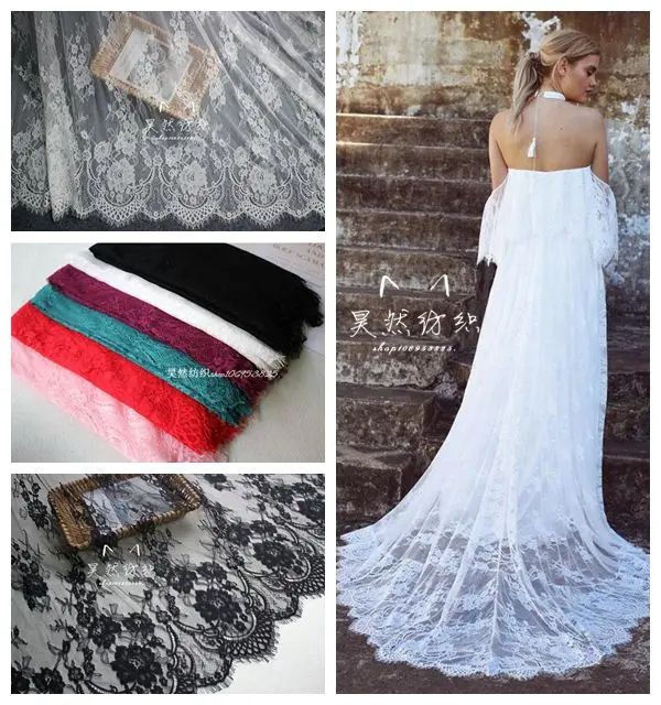 

Fine fashion eyelash chantilly lace trim hand-made DIY dress wedding french lace trim