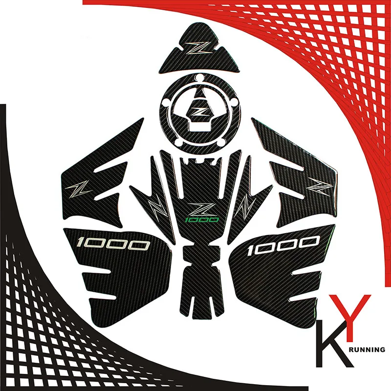 

Free shipping! Carbon 3D ADESIVI Sticker Decal Emblem Protection Tank Pad Gas Cap Fit KAWASAKI Z1000 2012-2015