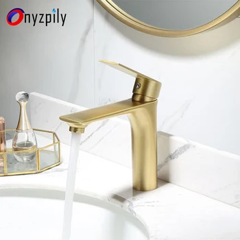 

Brushed gold faucet cold and hot water faucet brass table lower basin faucet
