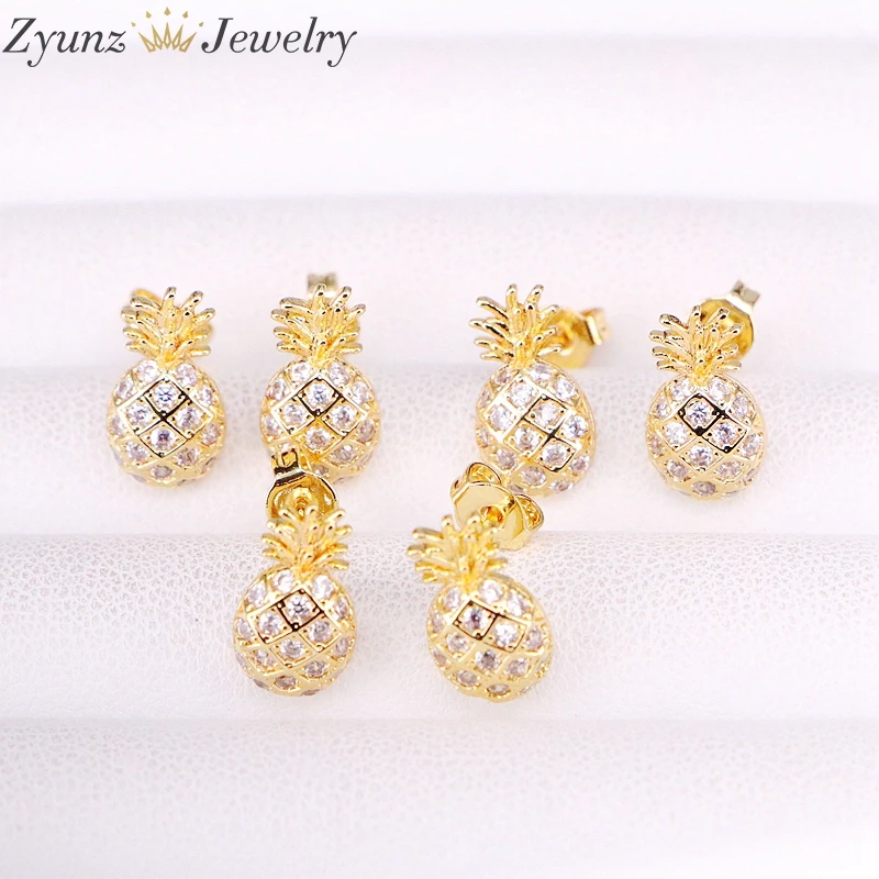 

10Pairs, Clear cz paved Jewelry Earrings gold color fashion trendy jewelry Women earring studs