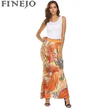 FINEJO сексуальная юбка Feminina Высокая талия Повседневная Весна Лето высокая эластичная Женская рыбий хвост принты длинная Новая мода пляж тонкий Saias