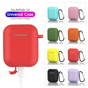 

Silicone Bluetooth Wireless Earphone Case Bag Protective Cover Accessories For Apple Airpods 1/2 Charging Box with Hooks