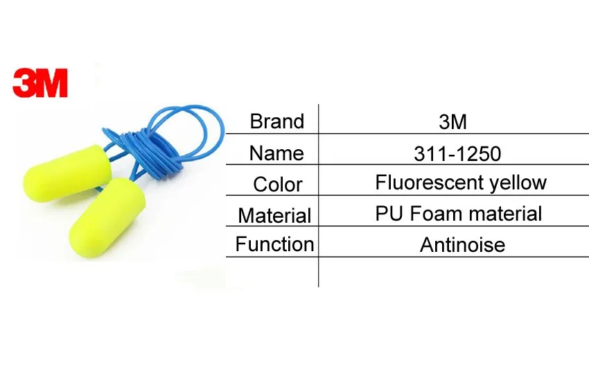 3 м 311-1250 затычки для ушей heatshrinked затычки для ушей звукоизоляция затычки для ушей Шум снижение НРР 33DB коэффициент "сигнал/шум" 36DB E5548