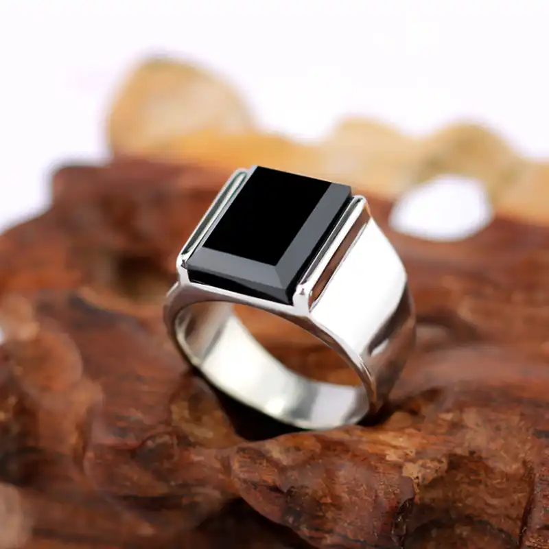Vintage Black Onyx Stone Rings Steel Gold Stainless Steel Wedding Ring Men Never Fade Rock Fashion Punk Square Jewelry Rings Rings Aliexpress